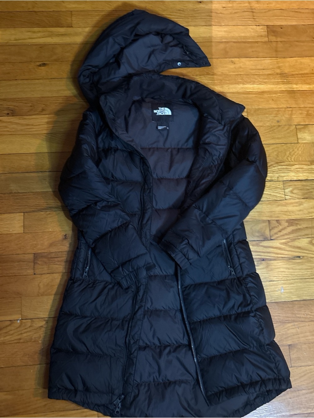 The North Face Women's Black Long Puffer Coat with Hood